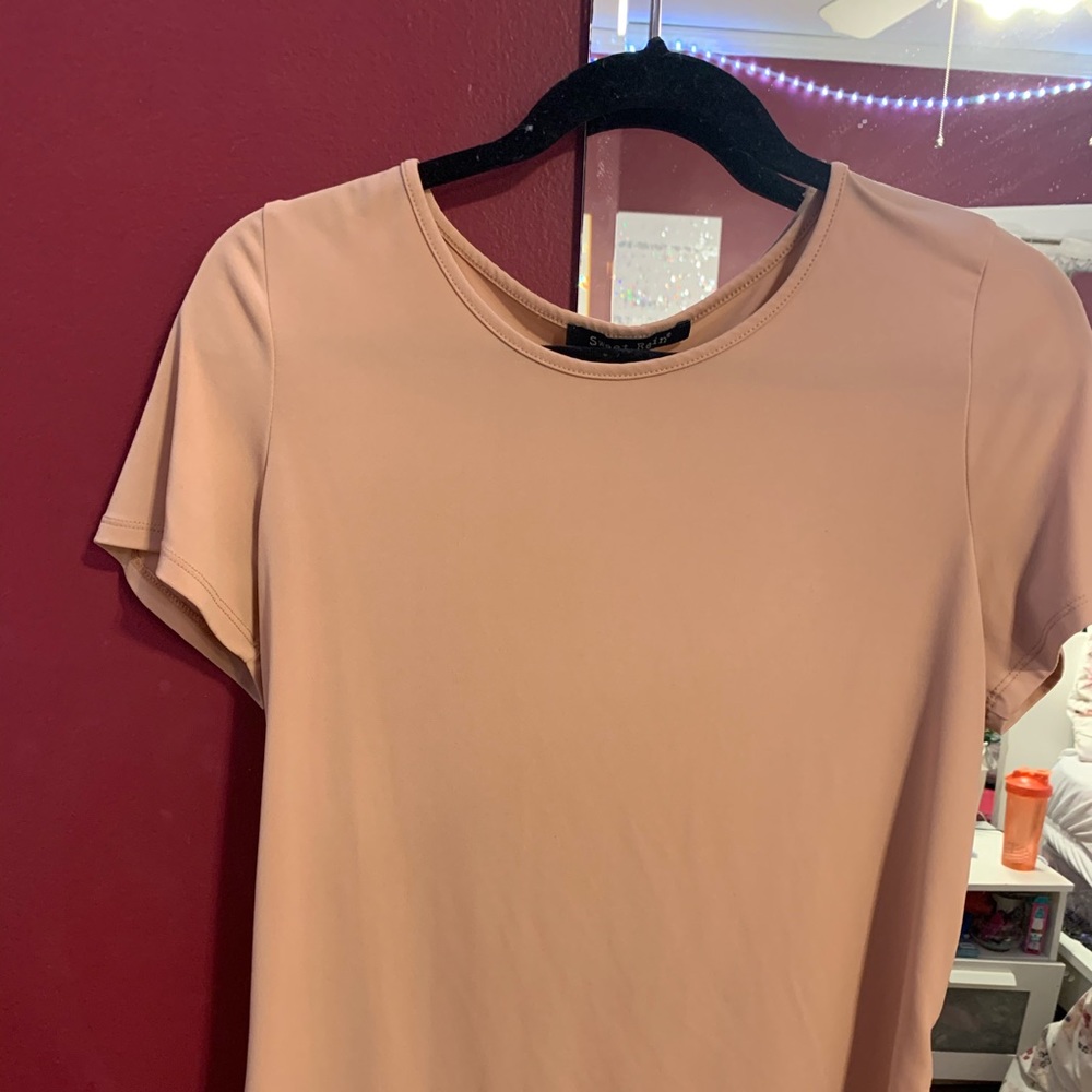 Pink blouse.